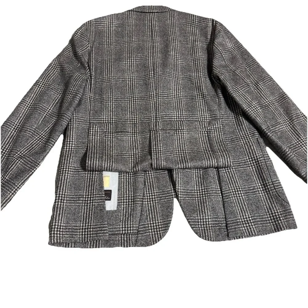 Maurizio Baldassari‎ Mens gray plaid wool sport coat jacket US 46R Italy 56